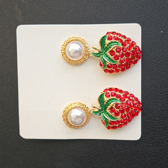 Strawberry 🍓 Statement Post Earrings, NWT - Picture 6 of 15